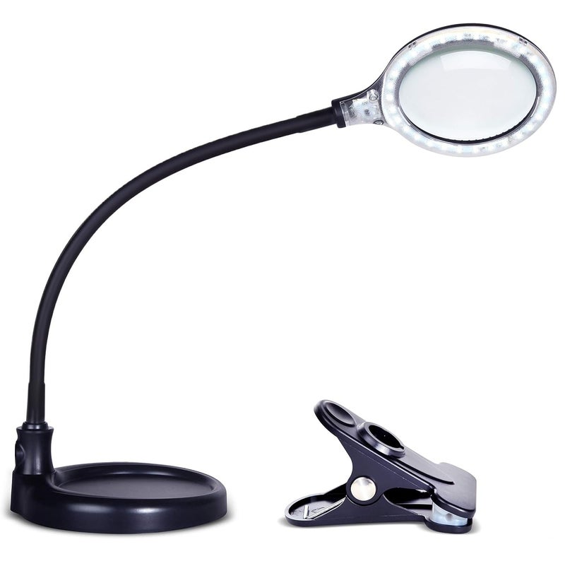 Brightech LightView Pro Flex 2 in 1 Magnifying Desk Lamp, 1.75x Light Magnifier, Adjustable Magnifying Glass with Light for Crafts, Reading, Close Work - Image 1